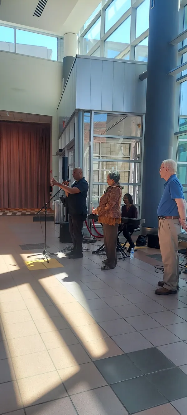 Clarence Smith, Jill Johnson, and Dr. Mike Parkinson introducing the festival